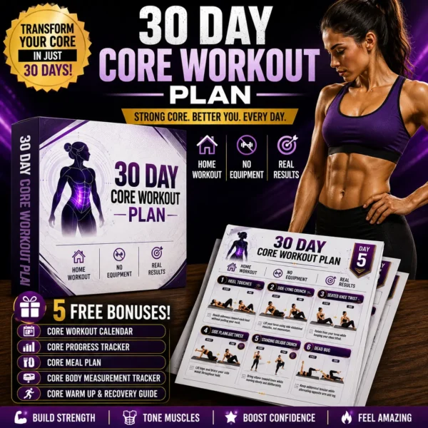 30 Day Core Workout Plan – Build Core Strength • Improve Stability • Train at Home + 5 FREE Premium Bonuses
