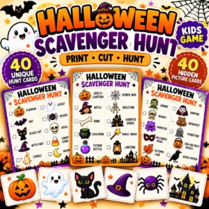 Halloween Scavenger Hunt for Kids - Printable Halloween Party Game & Classroom Activity